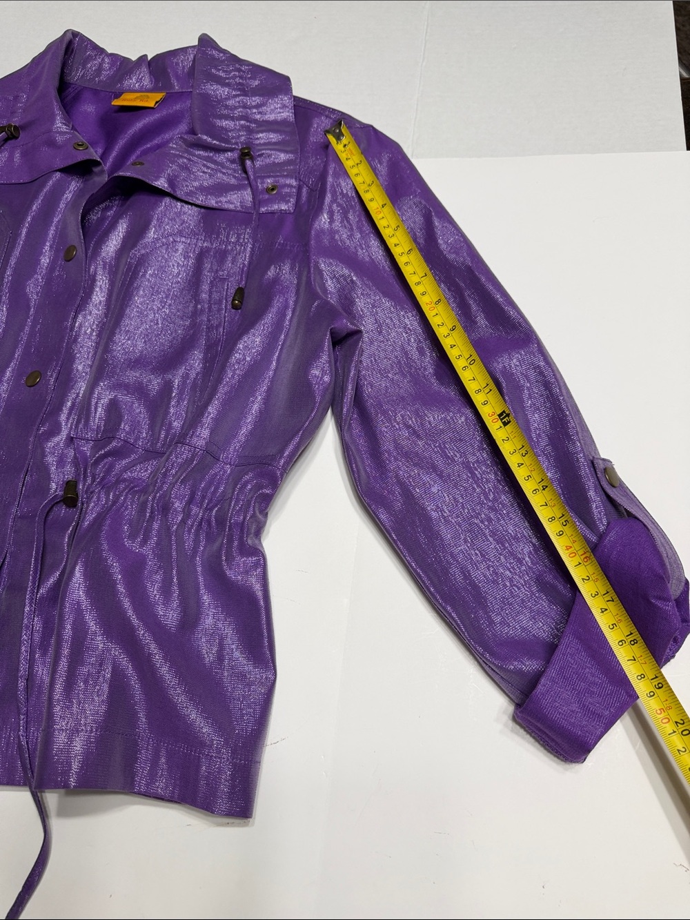 Ruby Rd. Shimmery iridescent Purple Drawstring Utility Jacket - Picture 9 of 14
